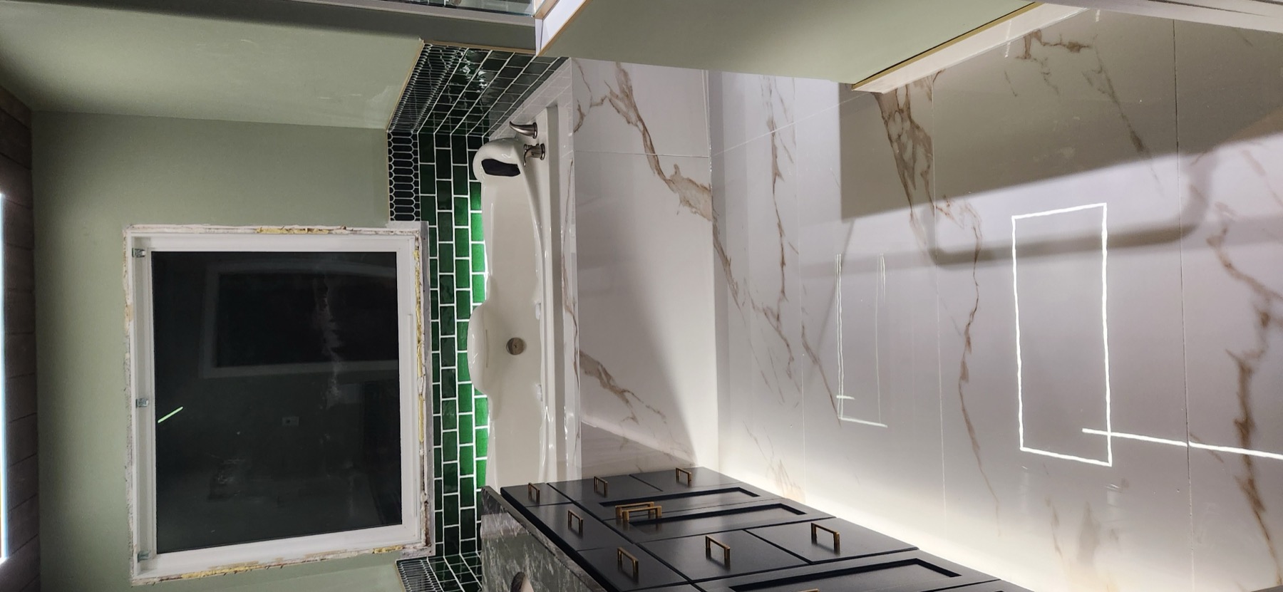 Finished South River Jewel custom tiled shower by WNA Tile & Design